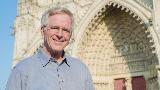 Rick at Amiens Cathedral, Amiens, France.